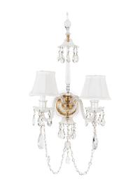 A Pair of Georgian Style Cut Glass Two-Light Sconces