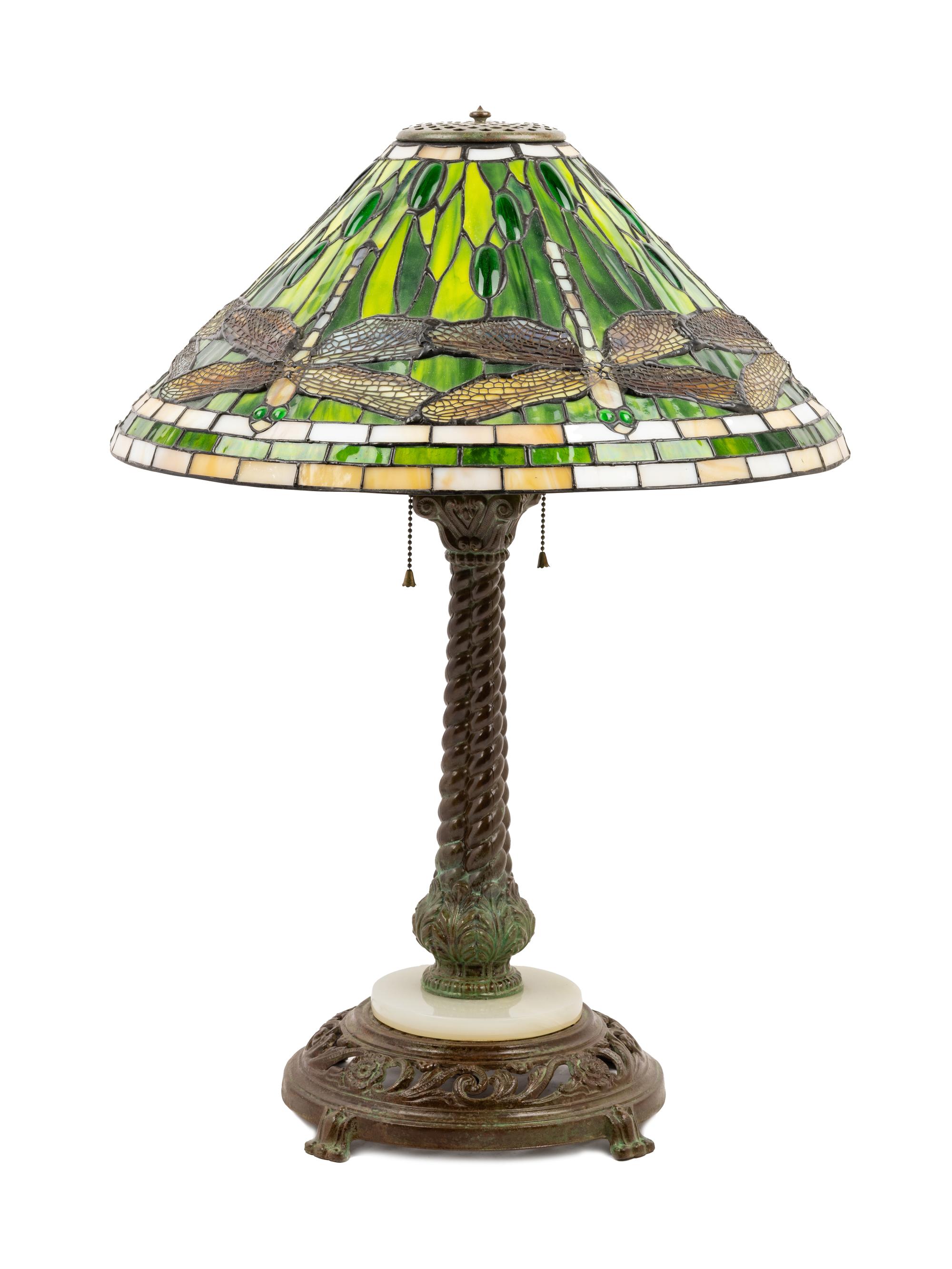 An American Leaded Glass Table Lamp