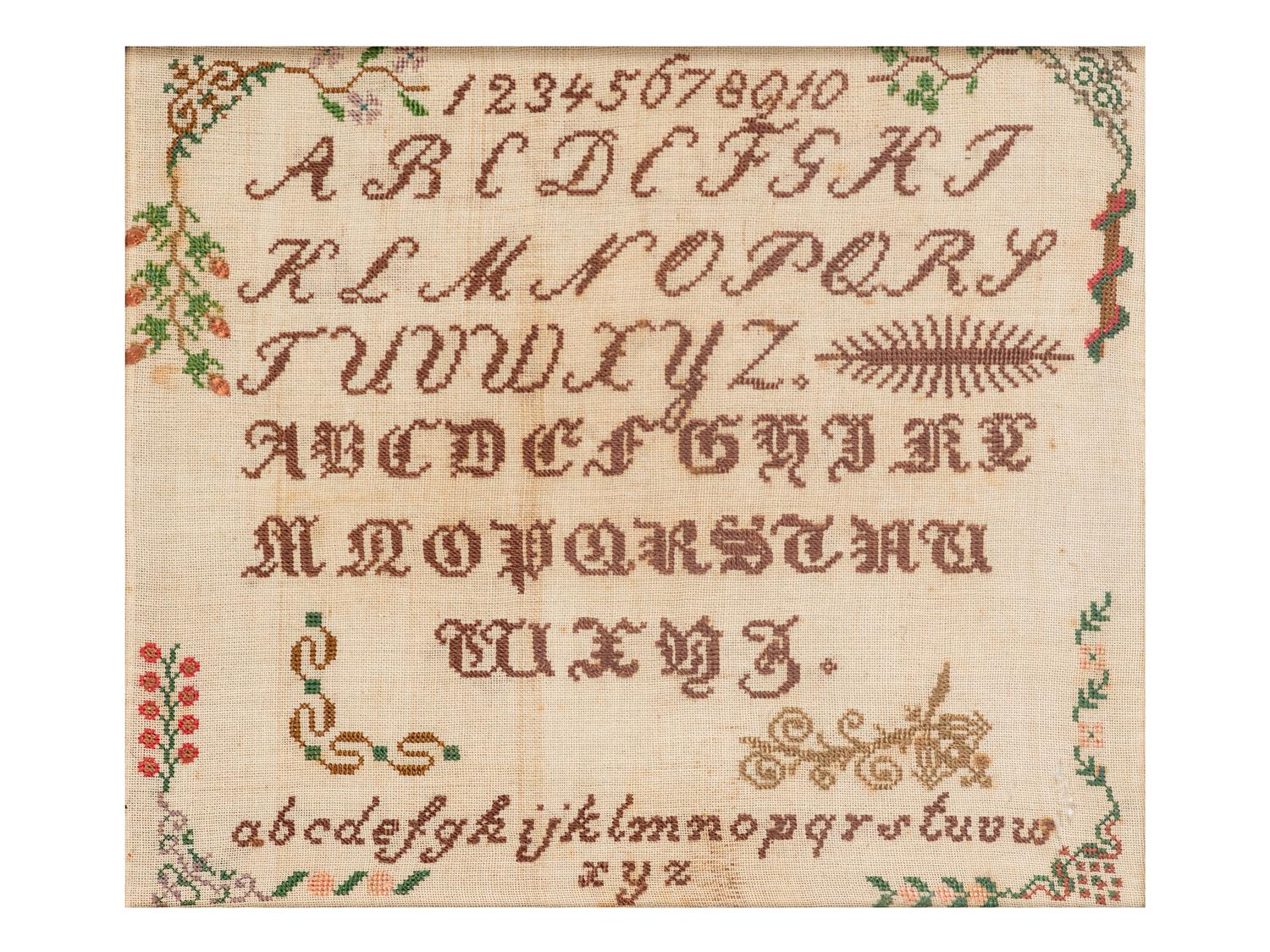 Six Needlework Embroidered Schoolgirl's Samplers
