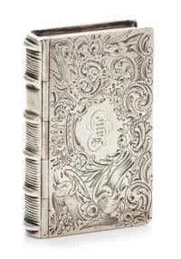 A Silver Vinaigrette, With spurious Georgian marks, in the form of a book, the case having ornithological, floral and foliate decoratio