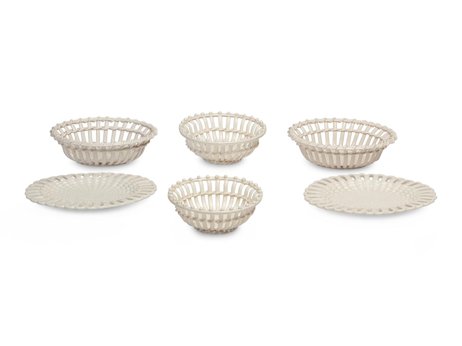Six Reticulated Creamware Articles