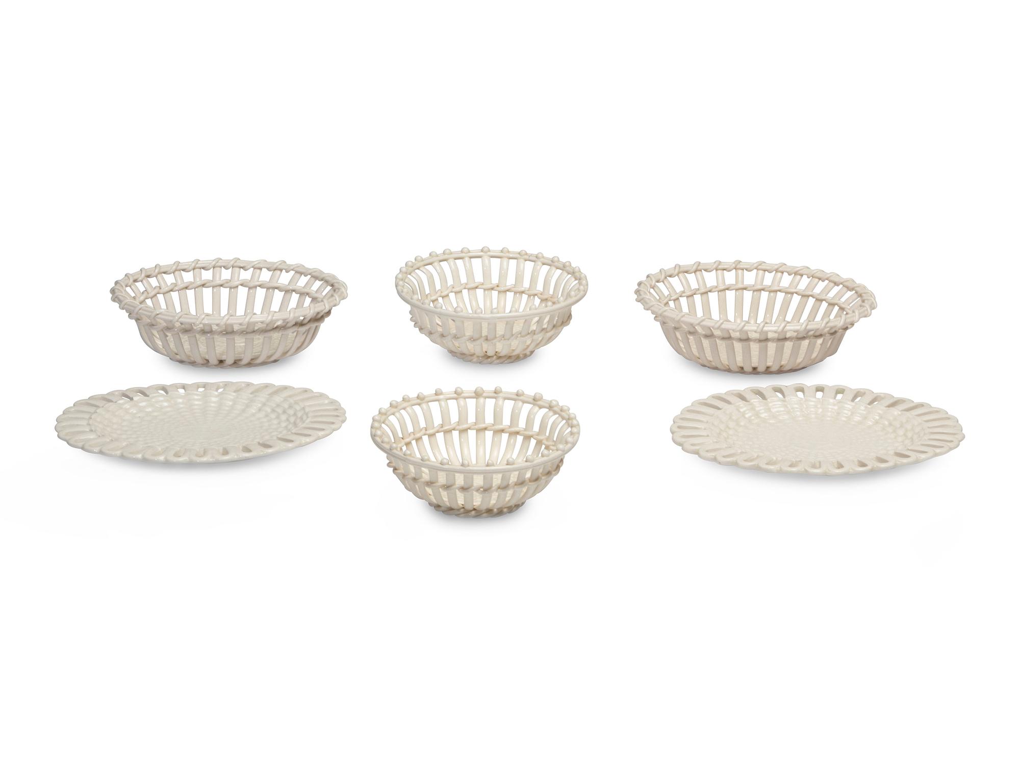 Six Reticulated Creamware Articles