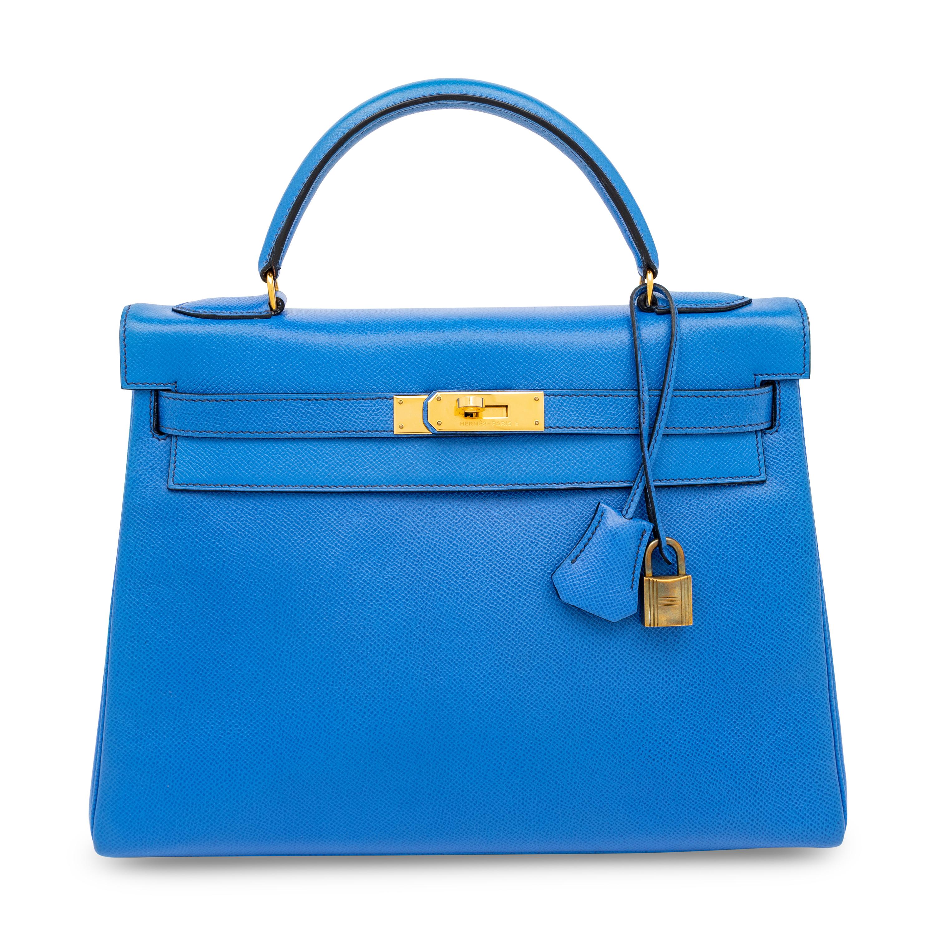 Hermès, Kelly 32 in Bleu France Epsom