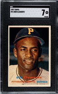 A 1957 Topps Roberto Clemente Baseball Card No. 76 (SGC 7 NRMT)