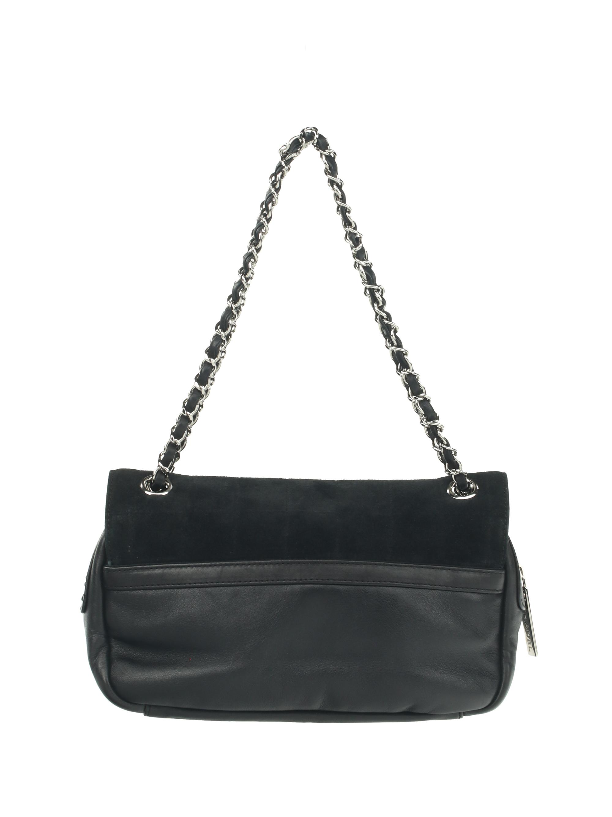 Chanel Chocolate Bar Bag in Black Suede