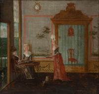 A Pair of Continental Painted Canvas Panels