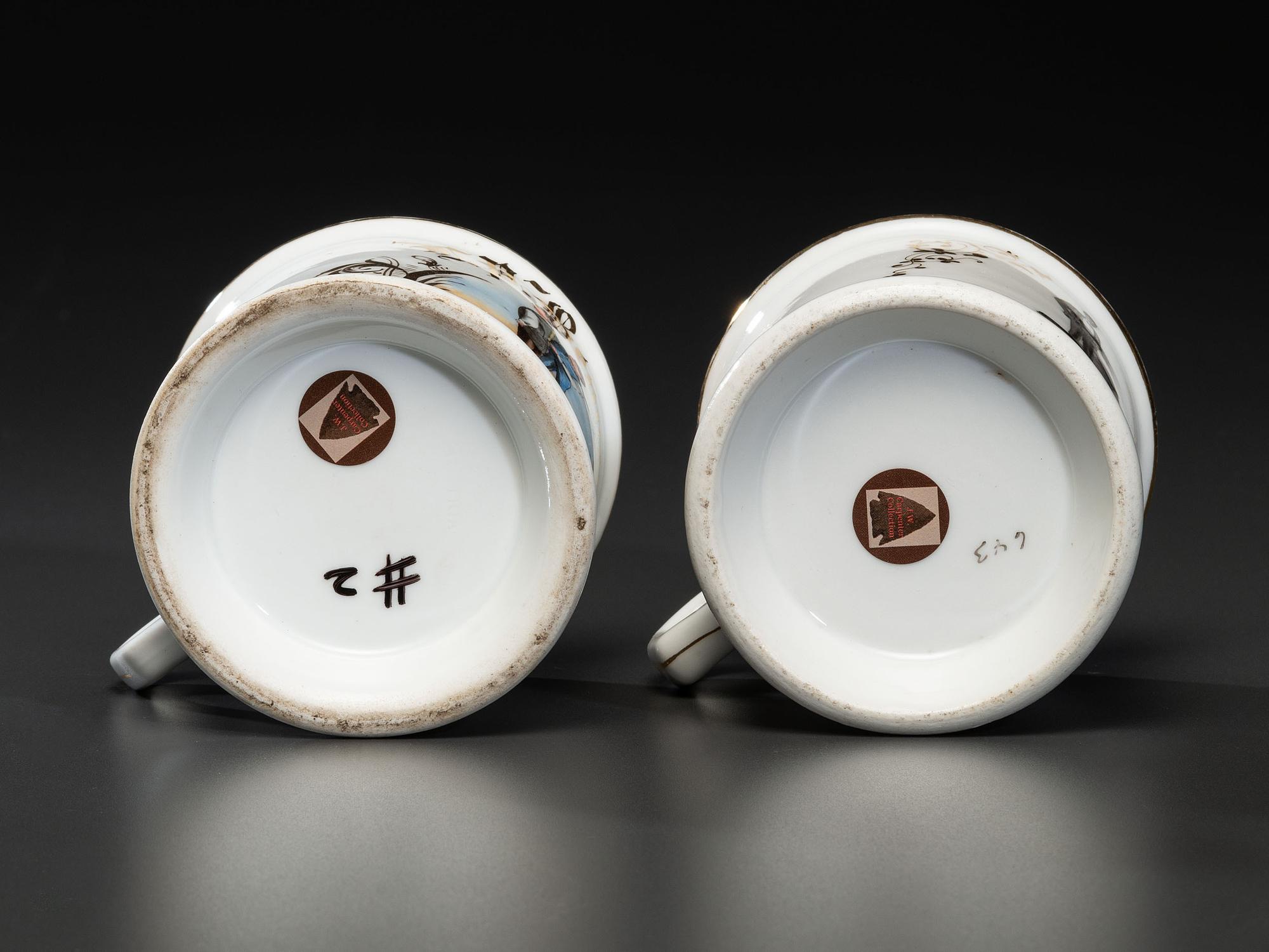Two Porcelain Occupational Shaving Mugs of Sartorial Interest