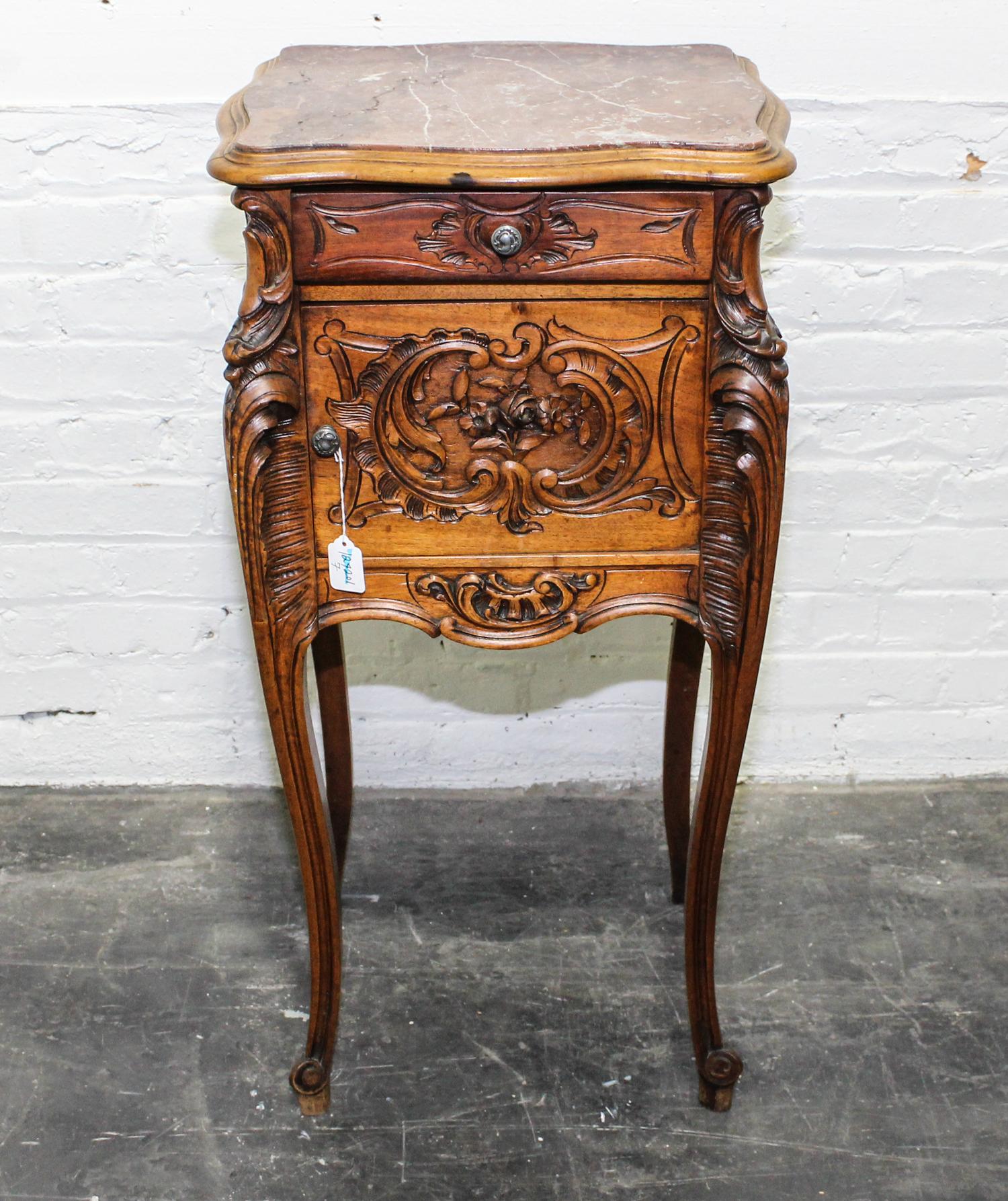 A Louis XV Style Side Table Height 42 1/2 x width 15 x depth 13 1/2 inches.