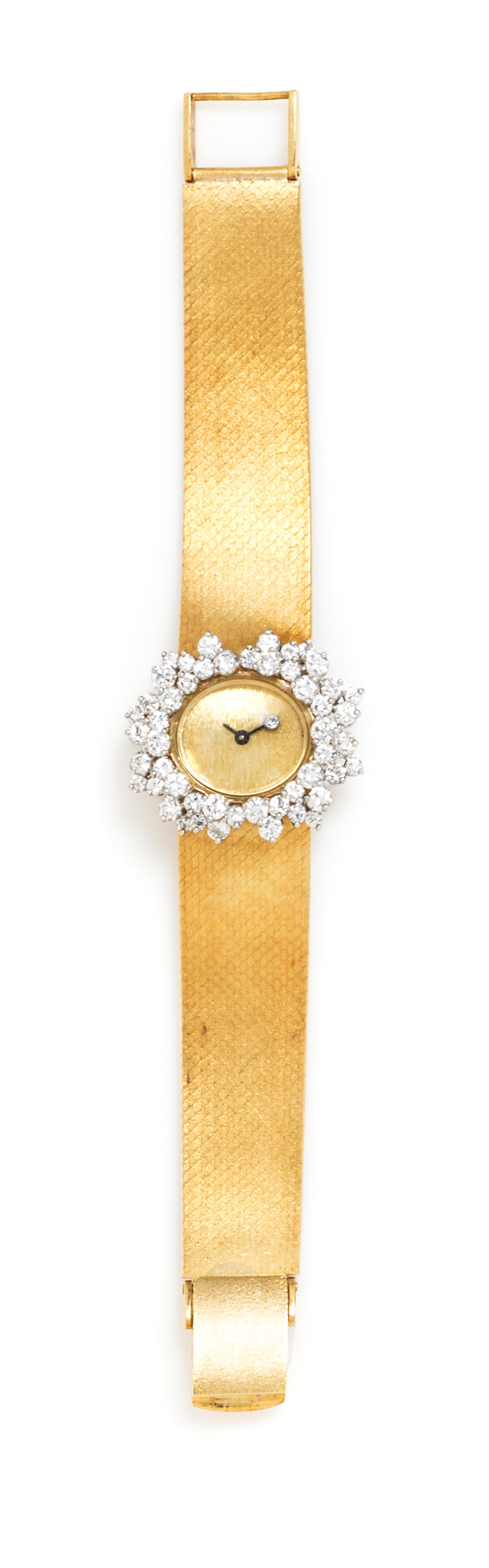 An 18 Karat Yellow Gold and Diamond Wristwatch, 38.00 dwts.