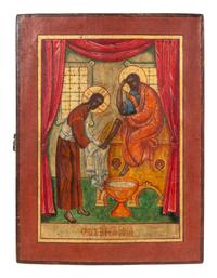 Three Russian Painted Wood Icons