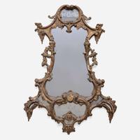 A George II Carved Giltwood Cartouche Mirror circa 1750-60