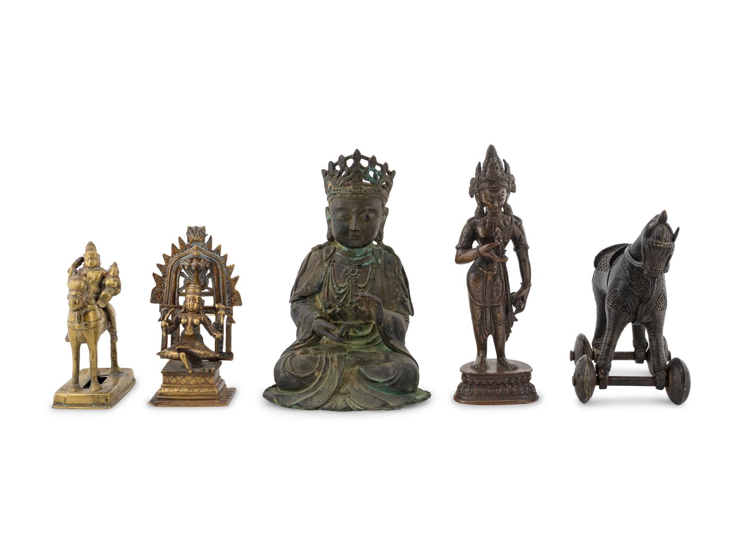 Five Asian Brass and Bronze Figures