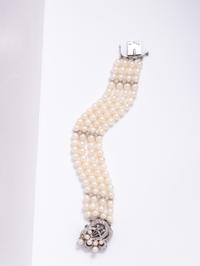 CULTURED PEARL AND DIAMOND MULTISTRAND BRACELET