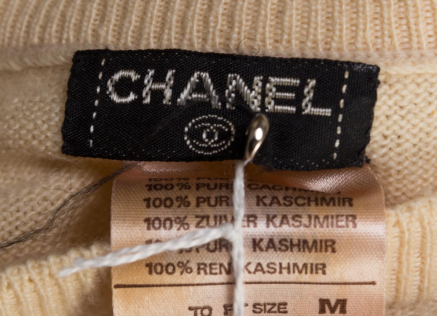 A Chanel Cream Cashmere Twin Set, Size M.