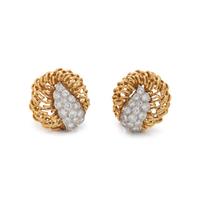 YELLOW GOLD AND DIAMOND EARCLIPS