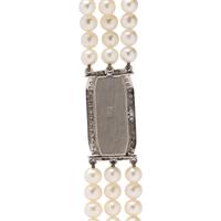 LIBELA WATCH CO., CULTURED PEARL AND DIAMOND WATCH