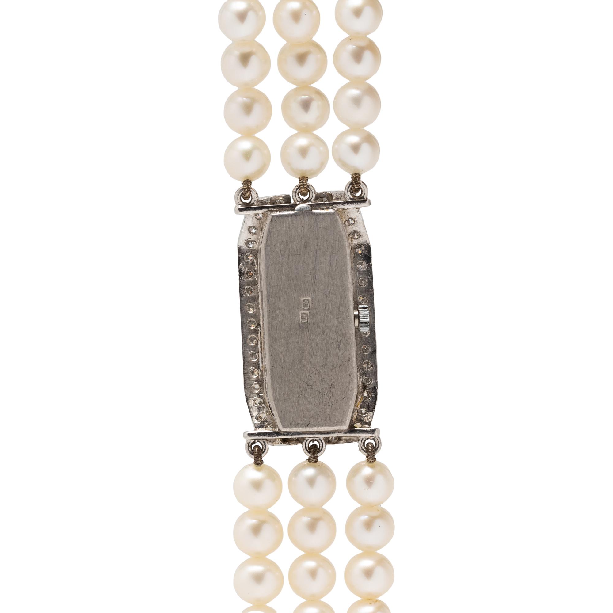 LIBELA WATCH CO., CULTURED PEARL AND DIAMOND WATCH