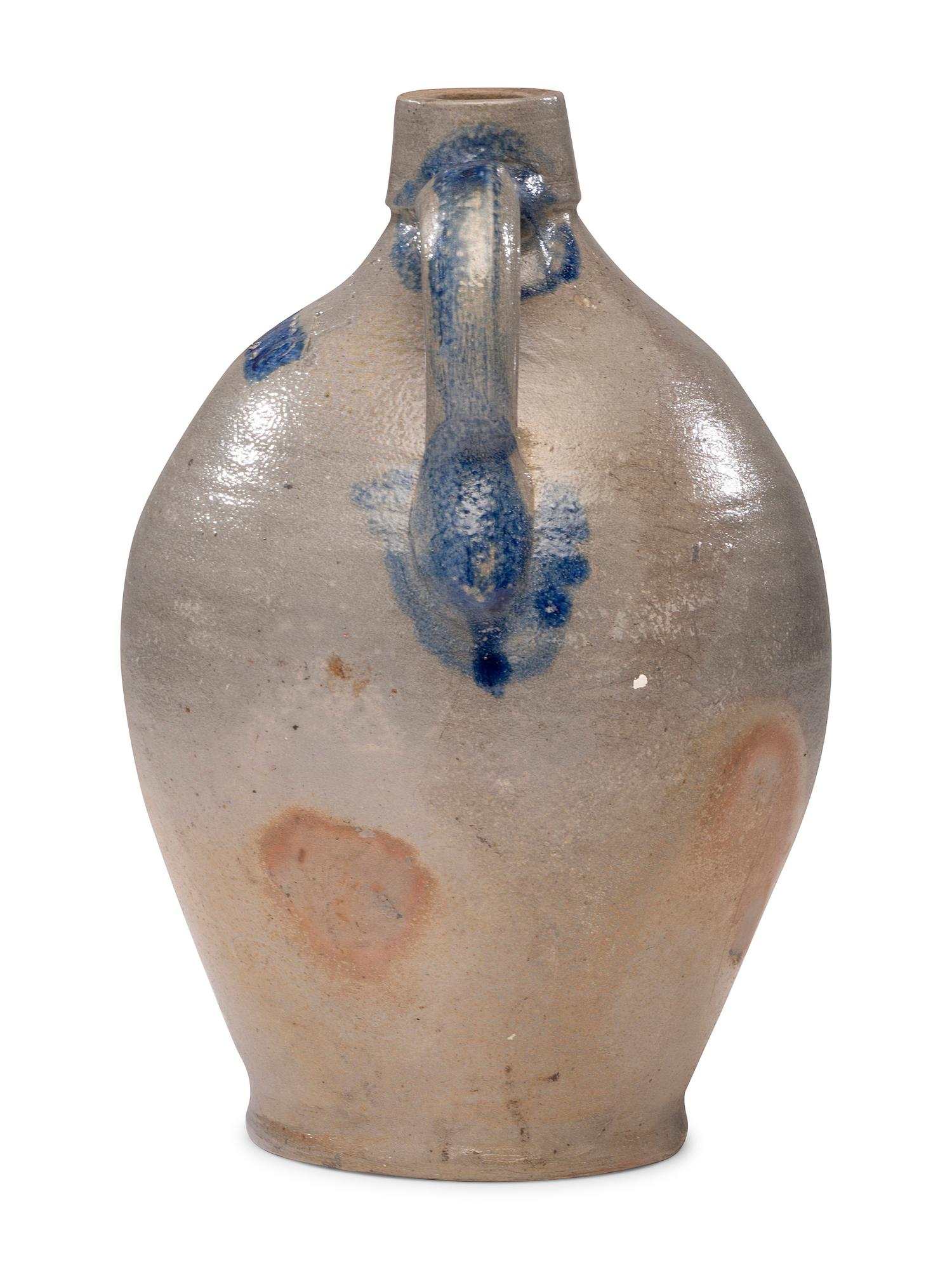 A Rare E. Hall 'Ohio' Cobalt Decorated Stoneware Jug