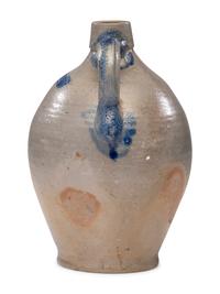 A Rare E. Hall 'Ohio' Cobalt Decorated Stoneware Jug