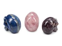 Three Carved Semiprecious Stone Skulls