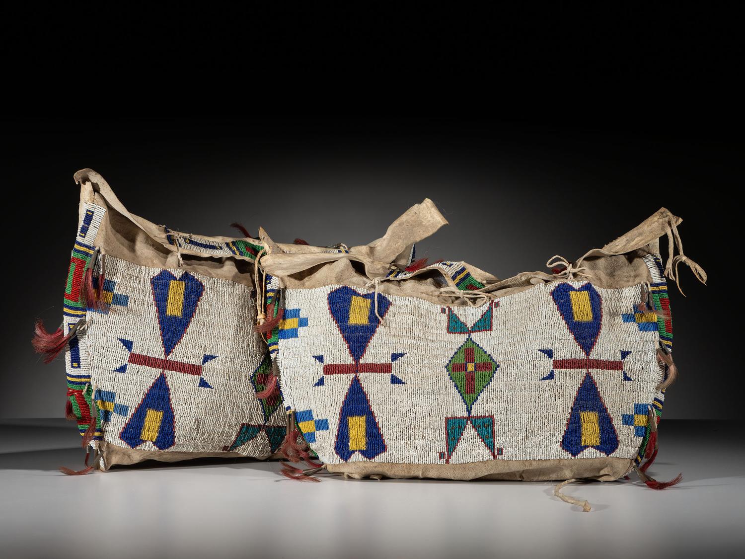 Sioux Beaded Hide Possible Bags, Matched Pair