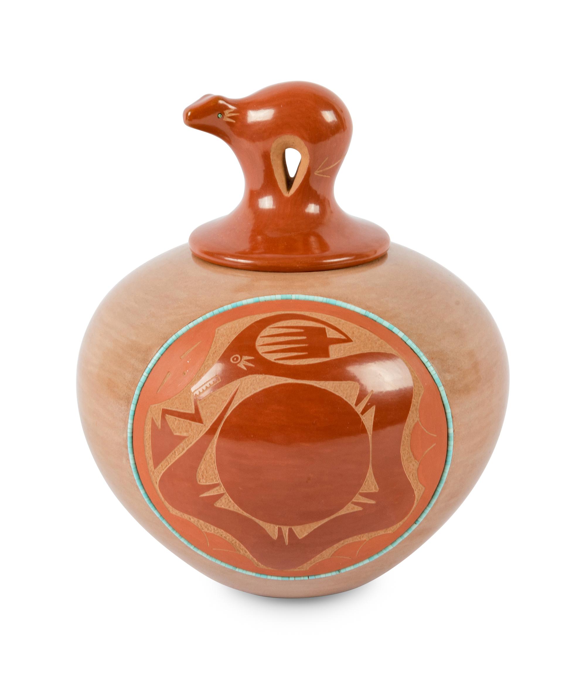 Inlaid and Etched Seed Jar