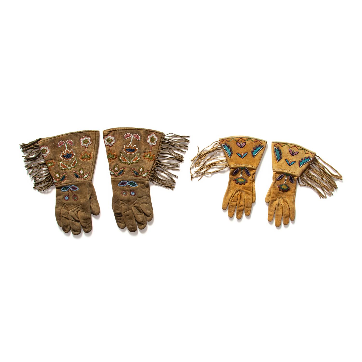 Apsáalooke [Crow] Beaded Hide Gauntlets
