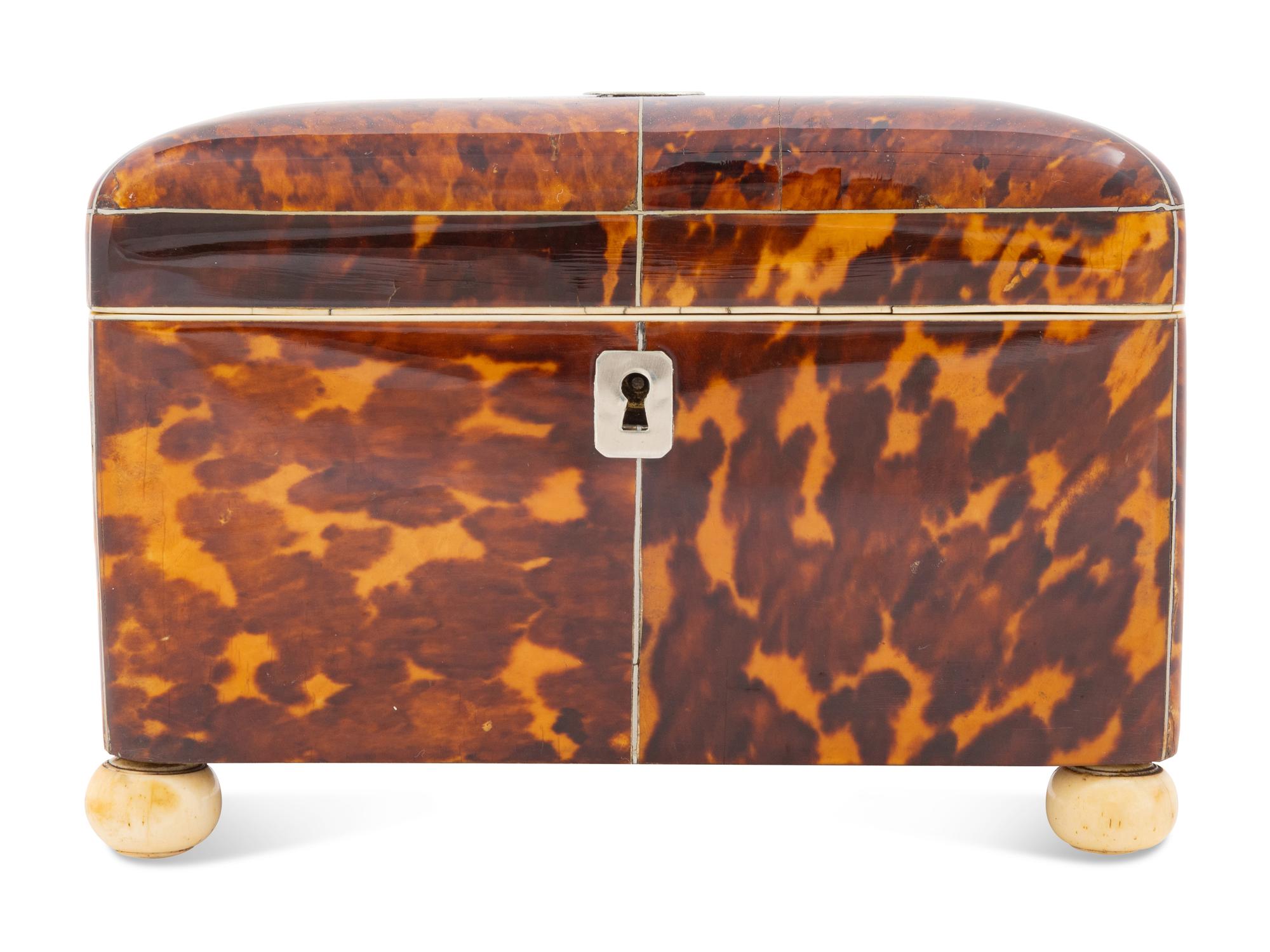 A George III Tortoiseshell Tea Caddy