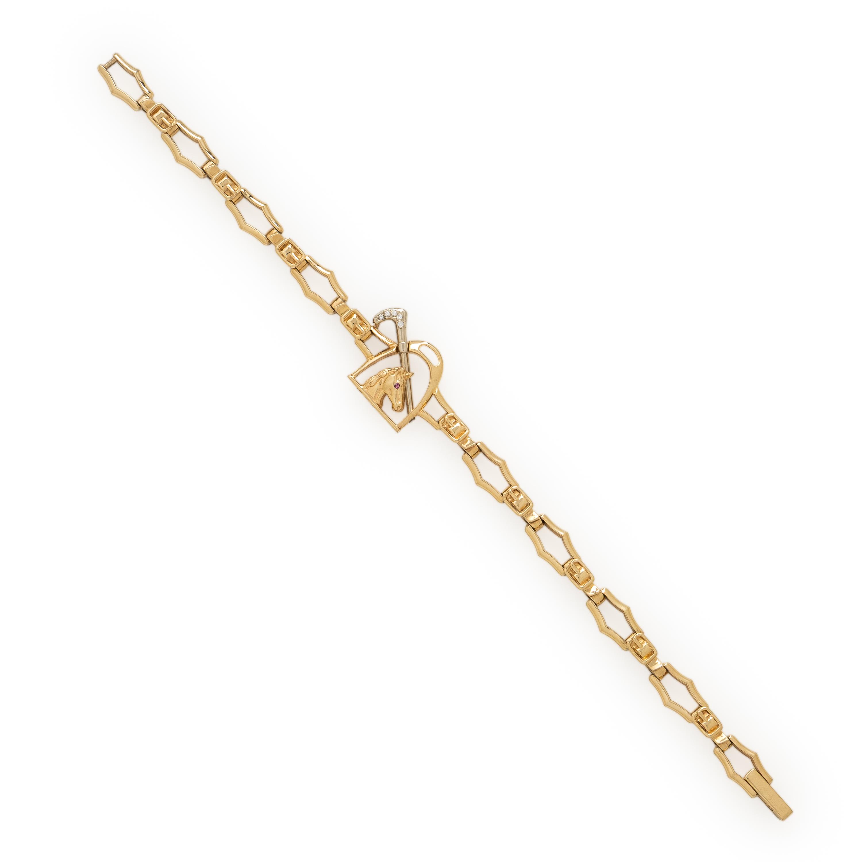 Diamond and Yellow Gold Equestrian Bracelet