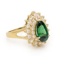 Tsavorite Garnet, Diamond, and Yellow Gold Ring