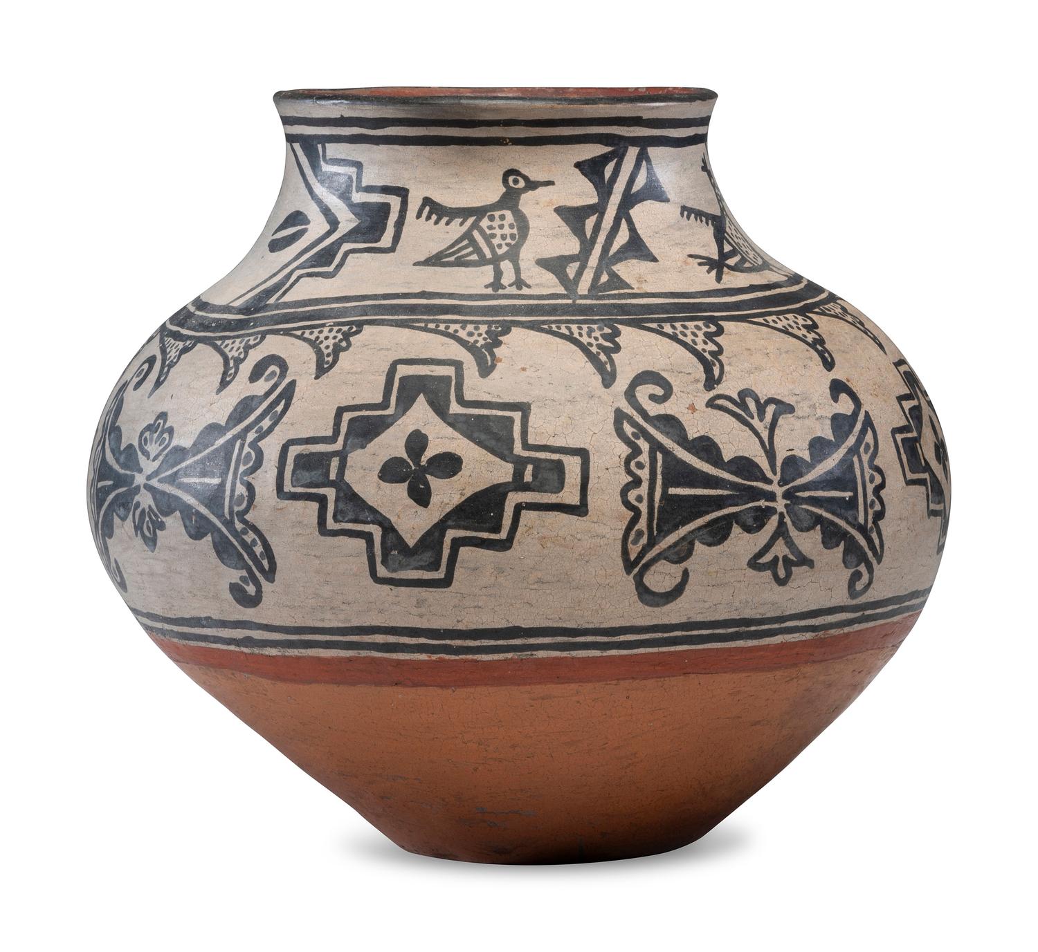 Tesuque Pottery Jar, with Birds