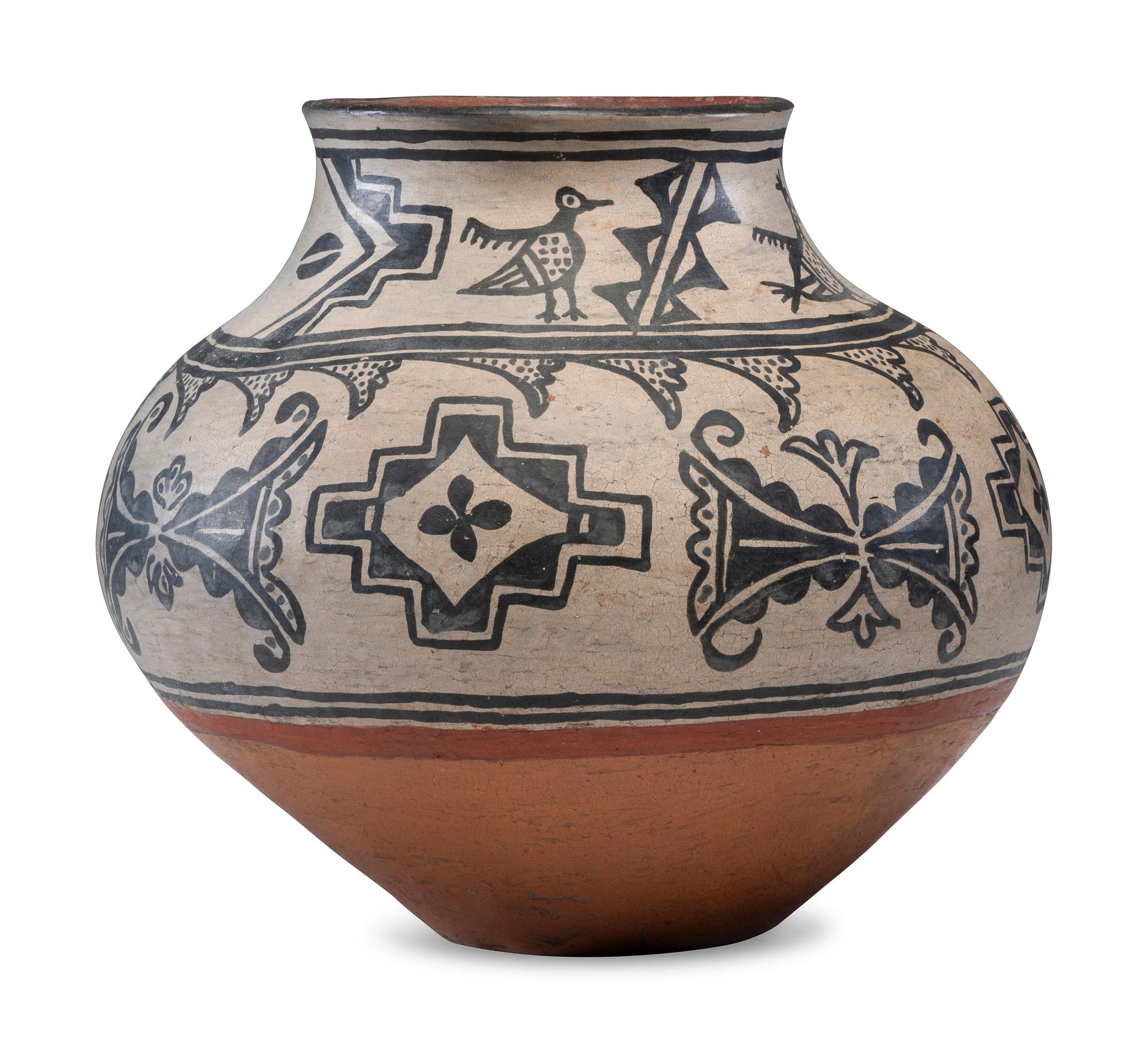 Tesuque Pottery Jar, with Birds