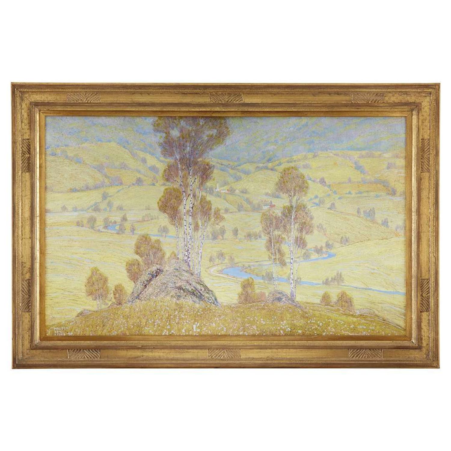 WALTER KING STONE (AMERICAN 1875-1949) "EXPANSIVE VALLEY WITH WINDING RIVER"