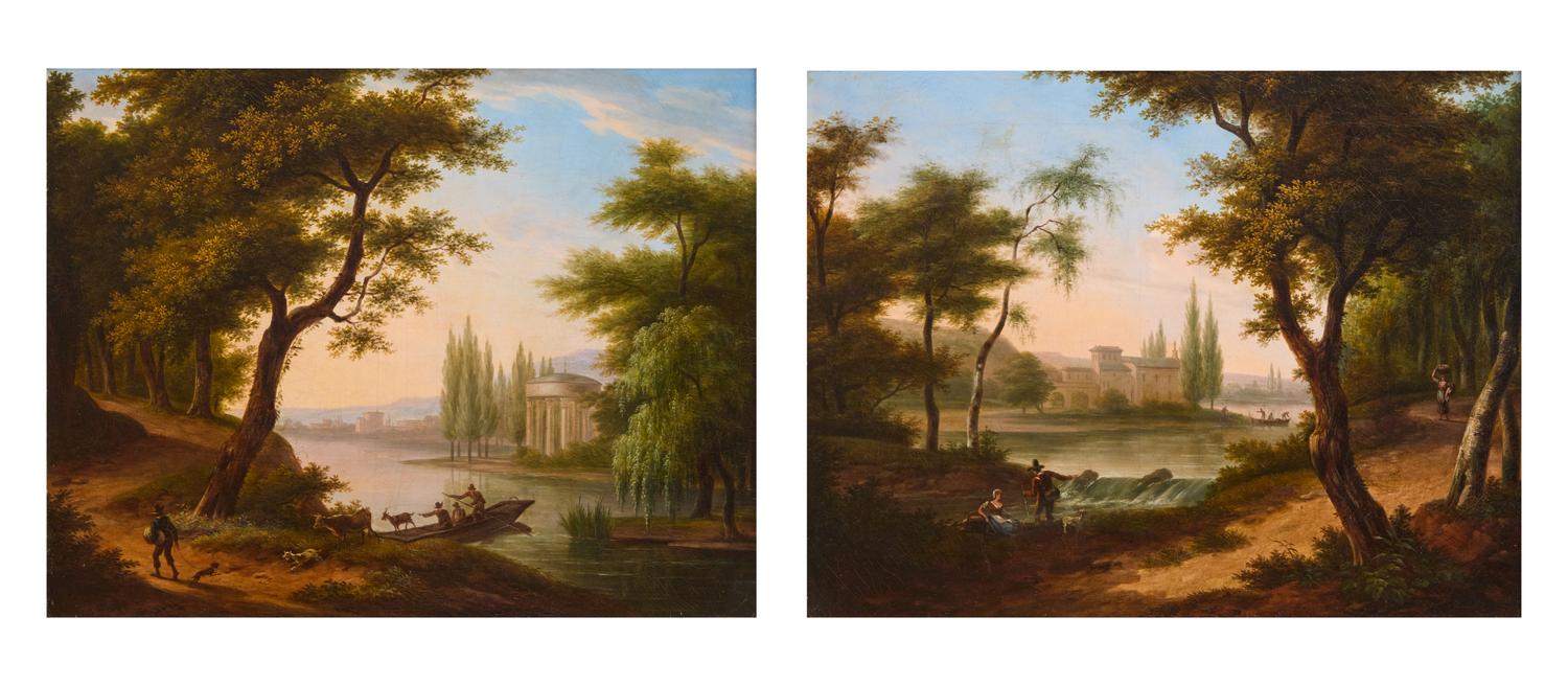 Meeting by the River; accompanied by Transporting Livestock on the River