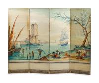 An Italian Painted Four-Fold Screen — 19TH CENTURY