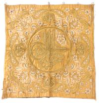 An Ottoman Gilt Thread Embroidered Panel 38 x 36 inches.