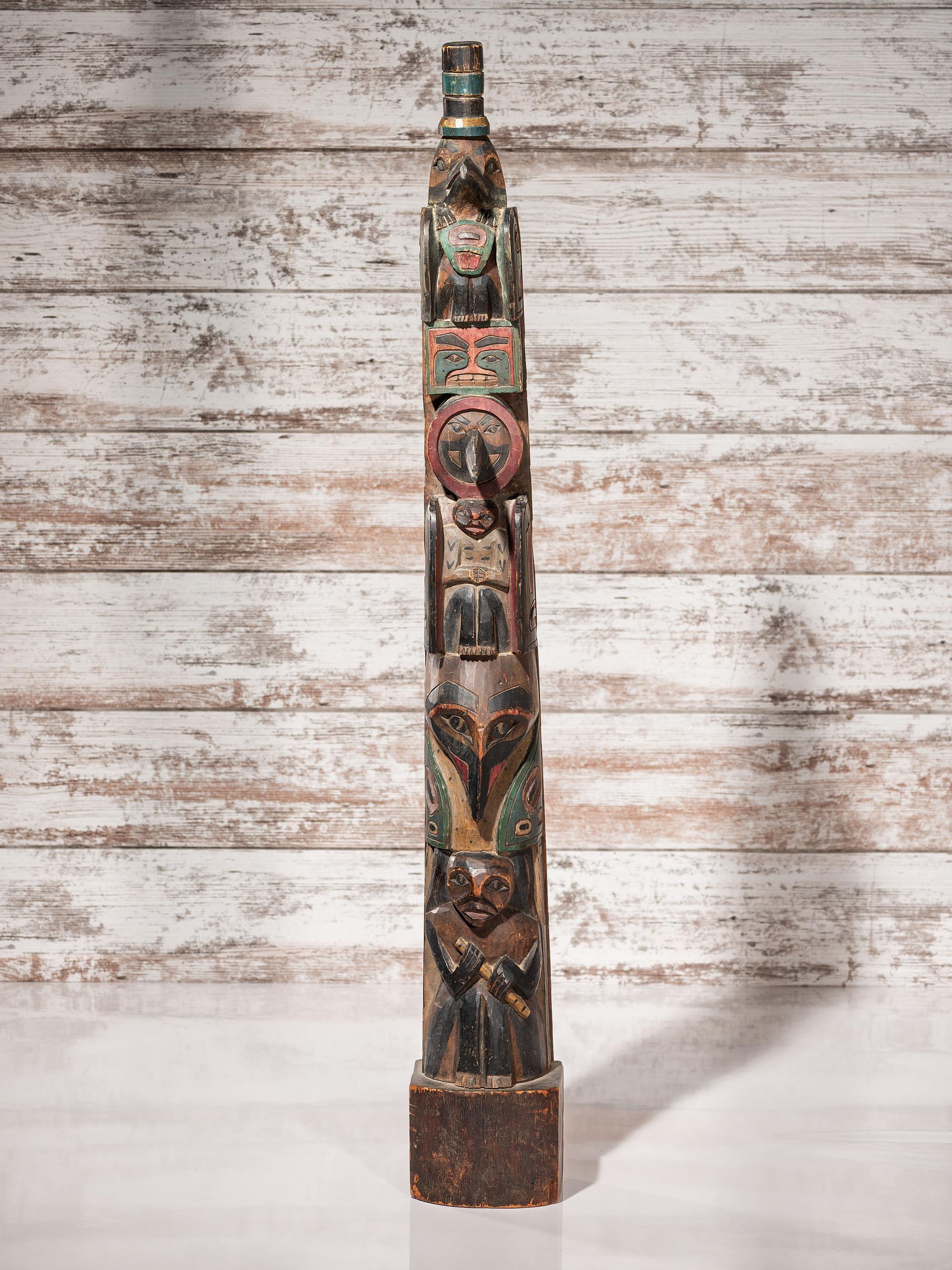 Northwest Coast Polychrome Totem Pole