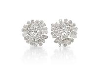 A Pair of Platinum and Diamond Earclips, 11.40 dwts.