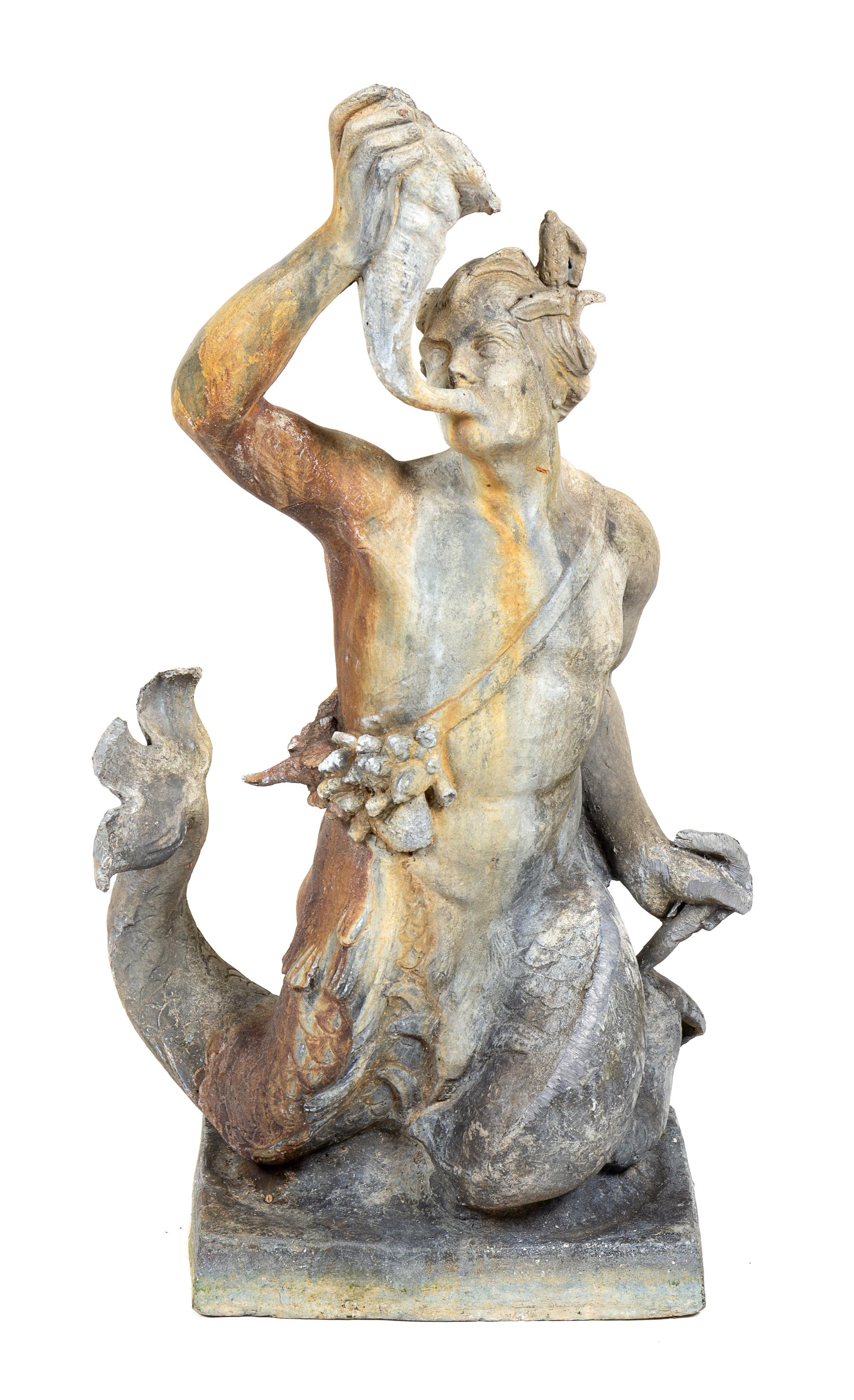 A Cast Lead Garden Fountain Figure