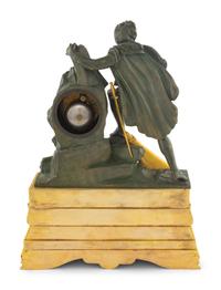 A Louis Phillippe Gilt and Patinated Bronze Mantel Clock