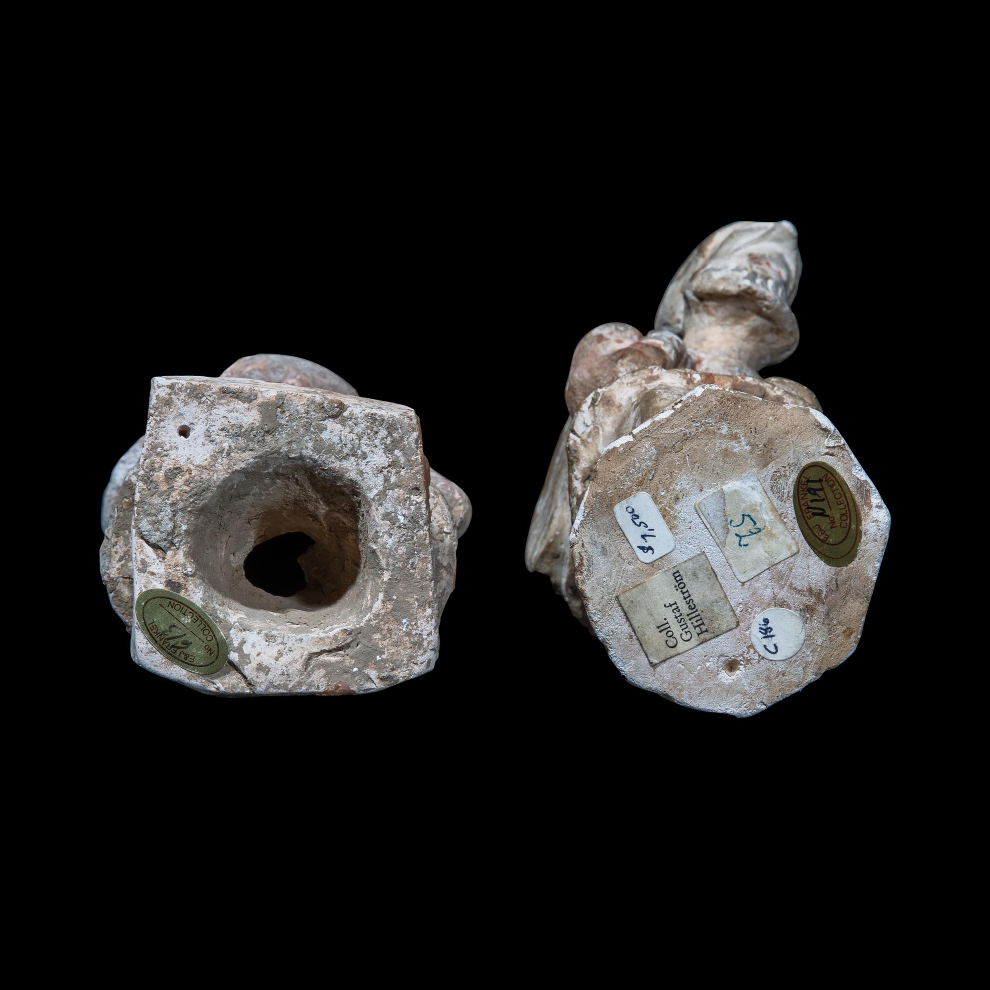 Two Chinese Painted Pottery Figures of Foreigners, Tang Dynasty and Later 唐及以後 陶俑兩件
