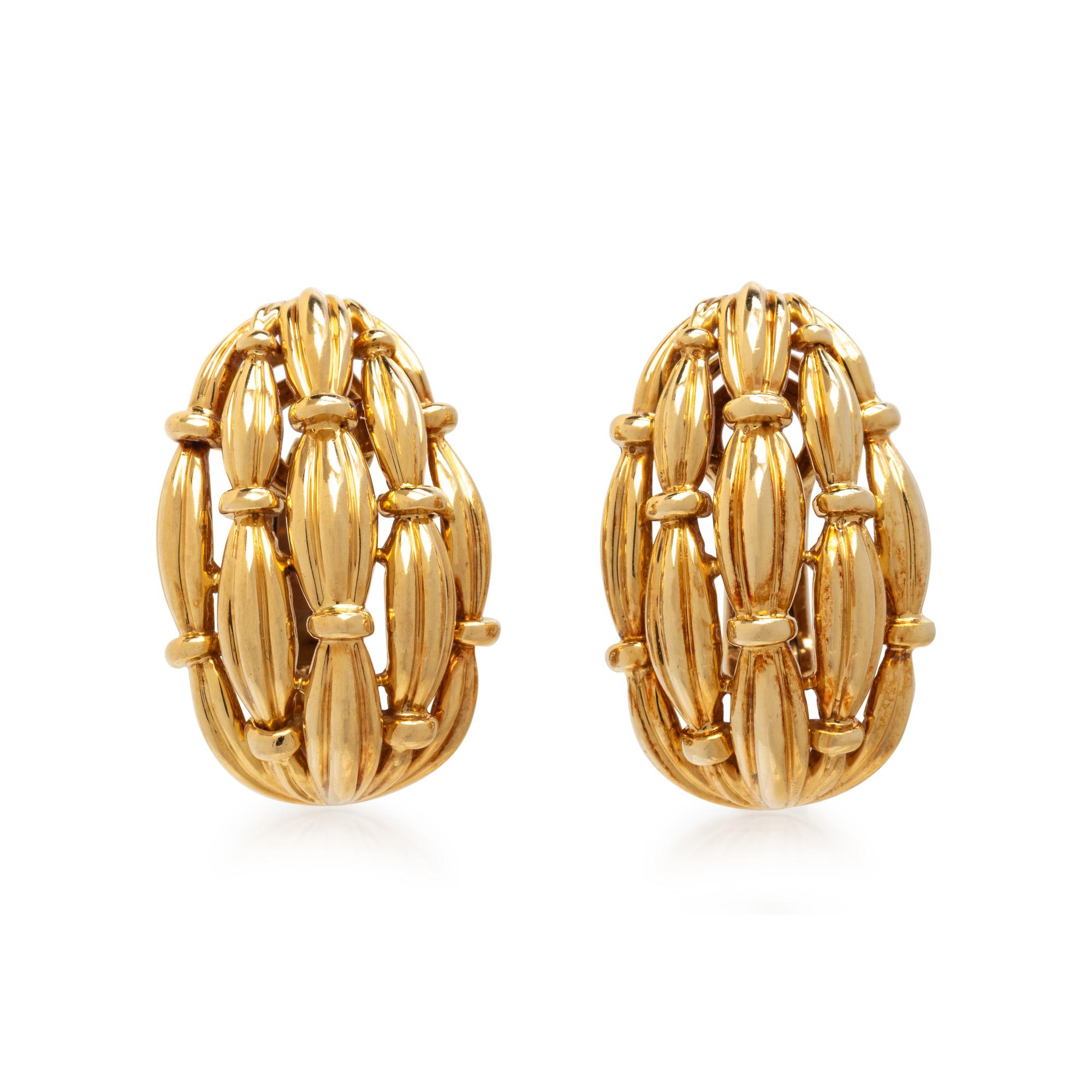TIFFANY & CO., YELLOW GOLD CLIP EARRINGS