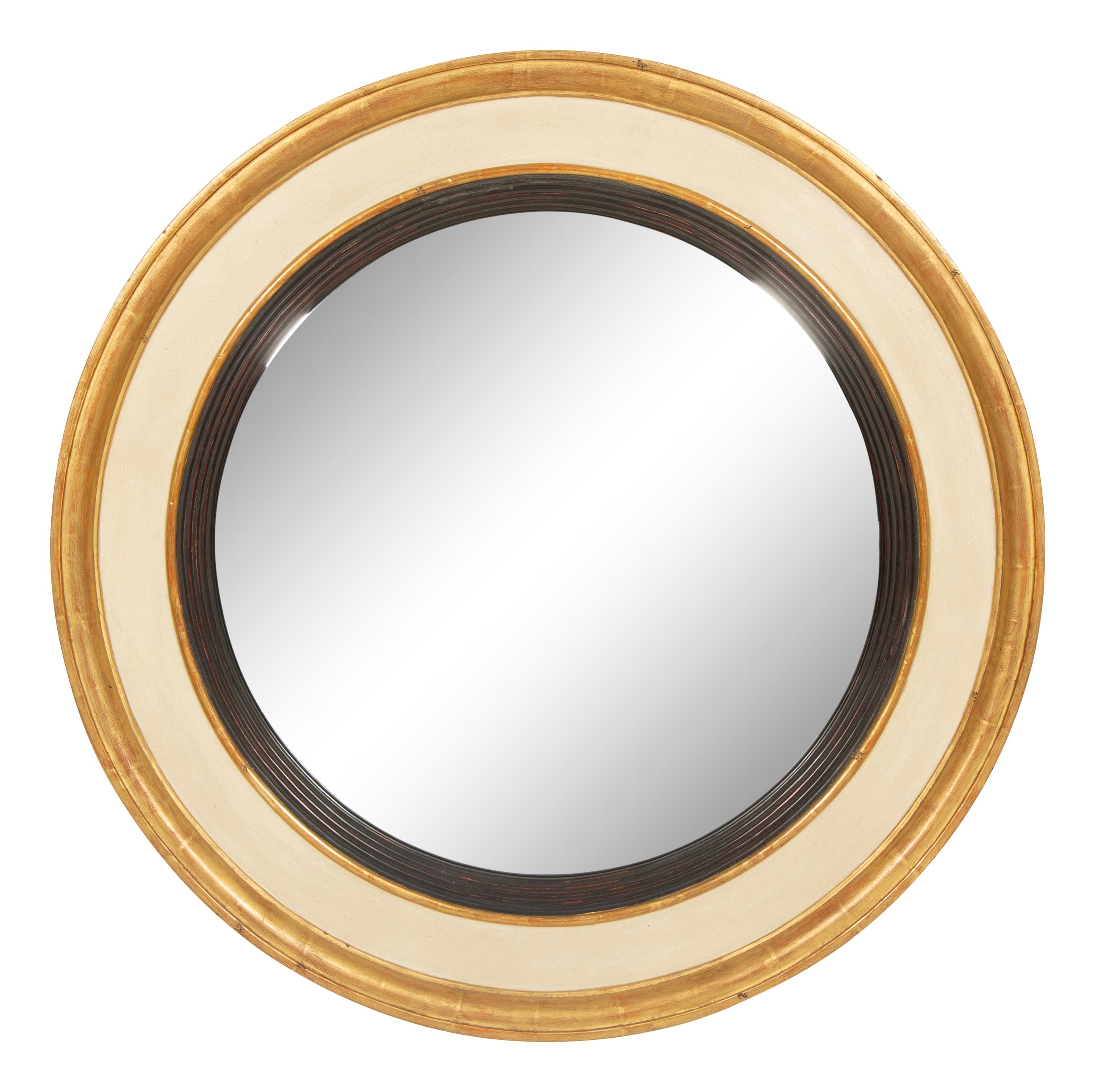 A Regency Style Painted and Parcel Gilt Convex Mirror