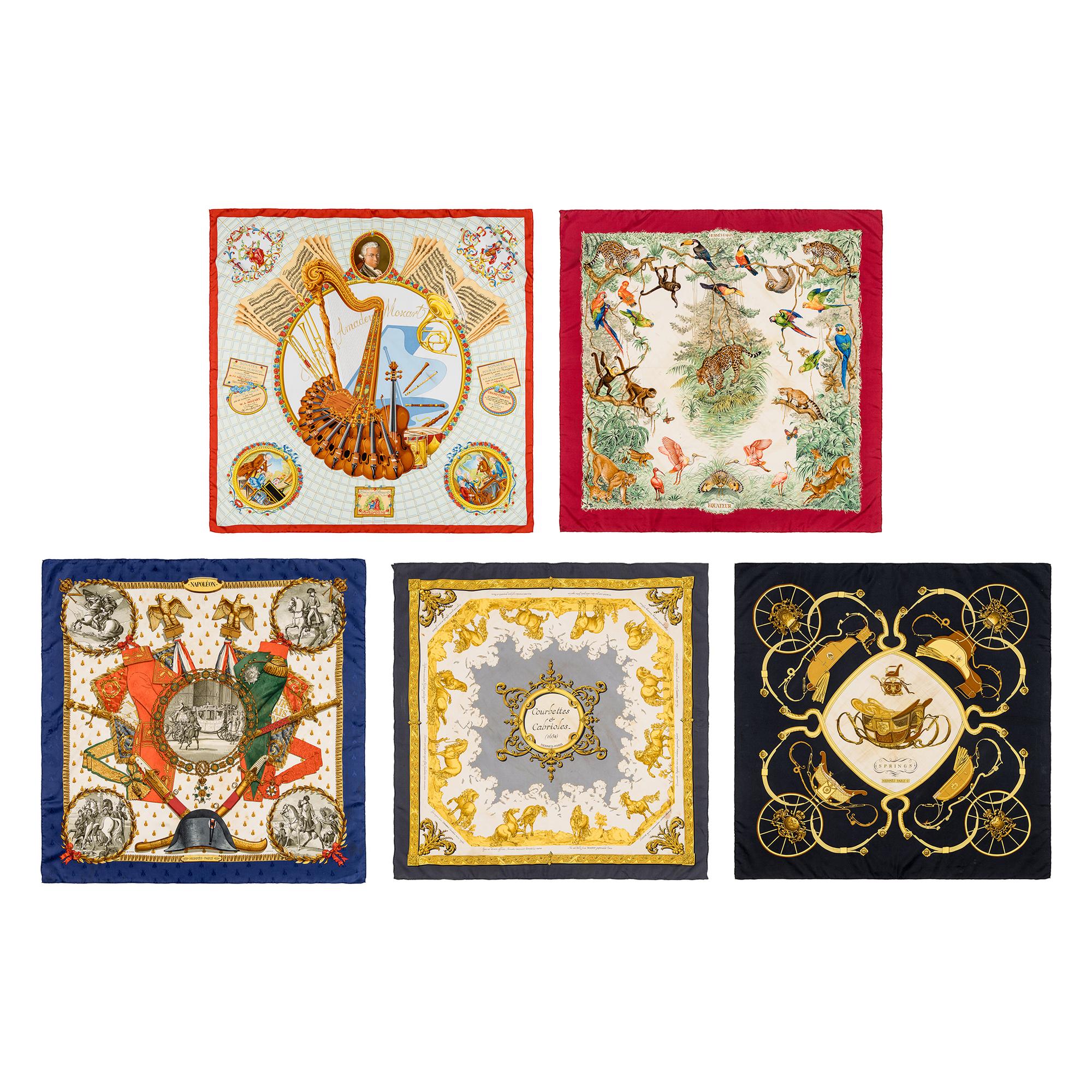 Hermès, Five Silk Scarves 90