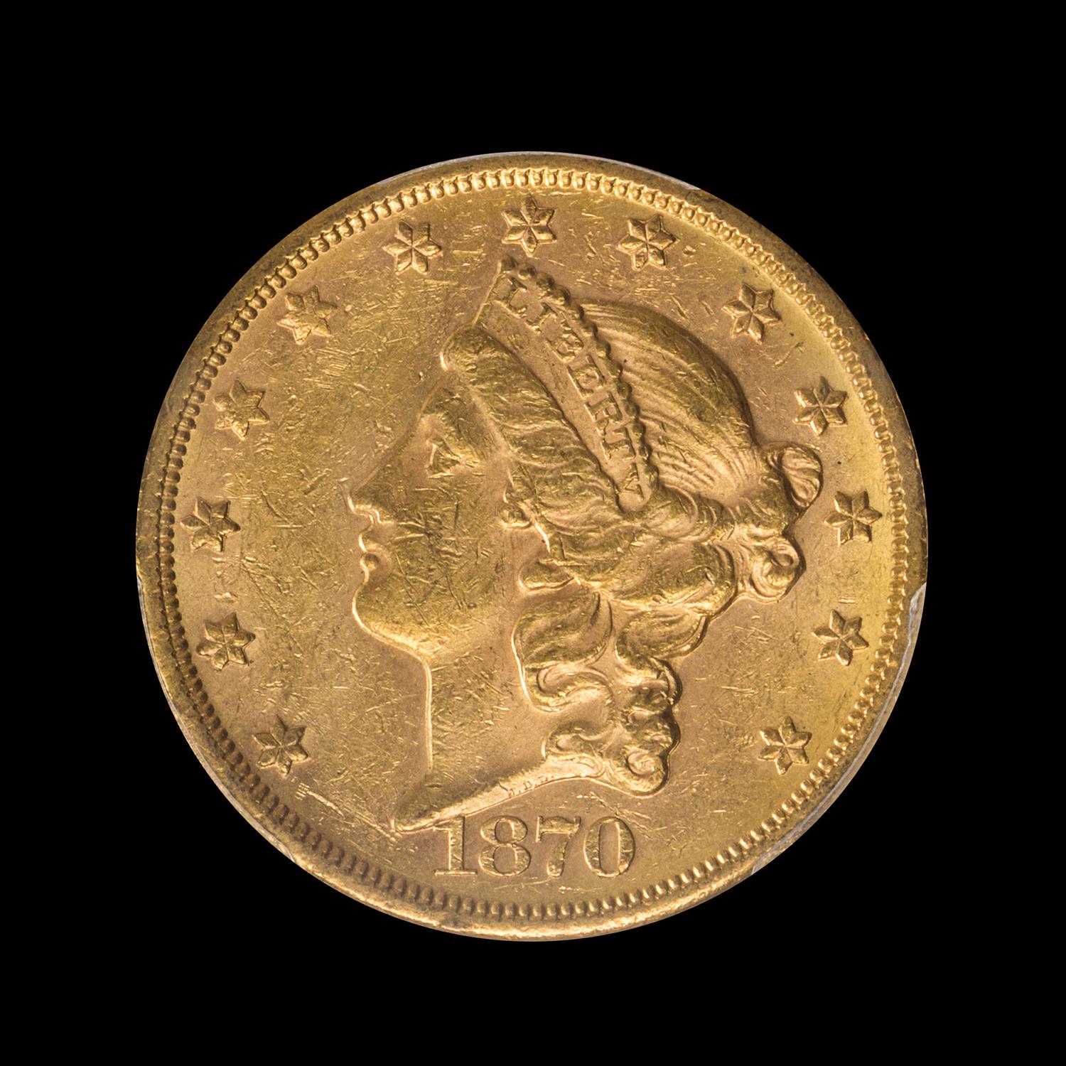 A United States 1870-S Liberty Head $20 Gold Coin