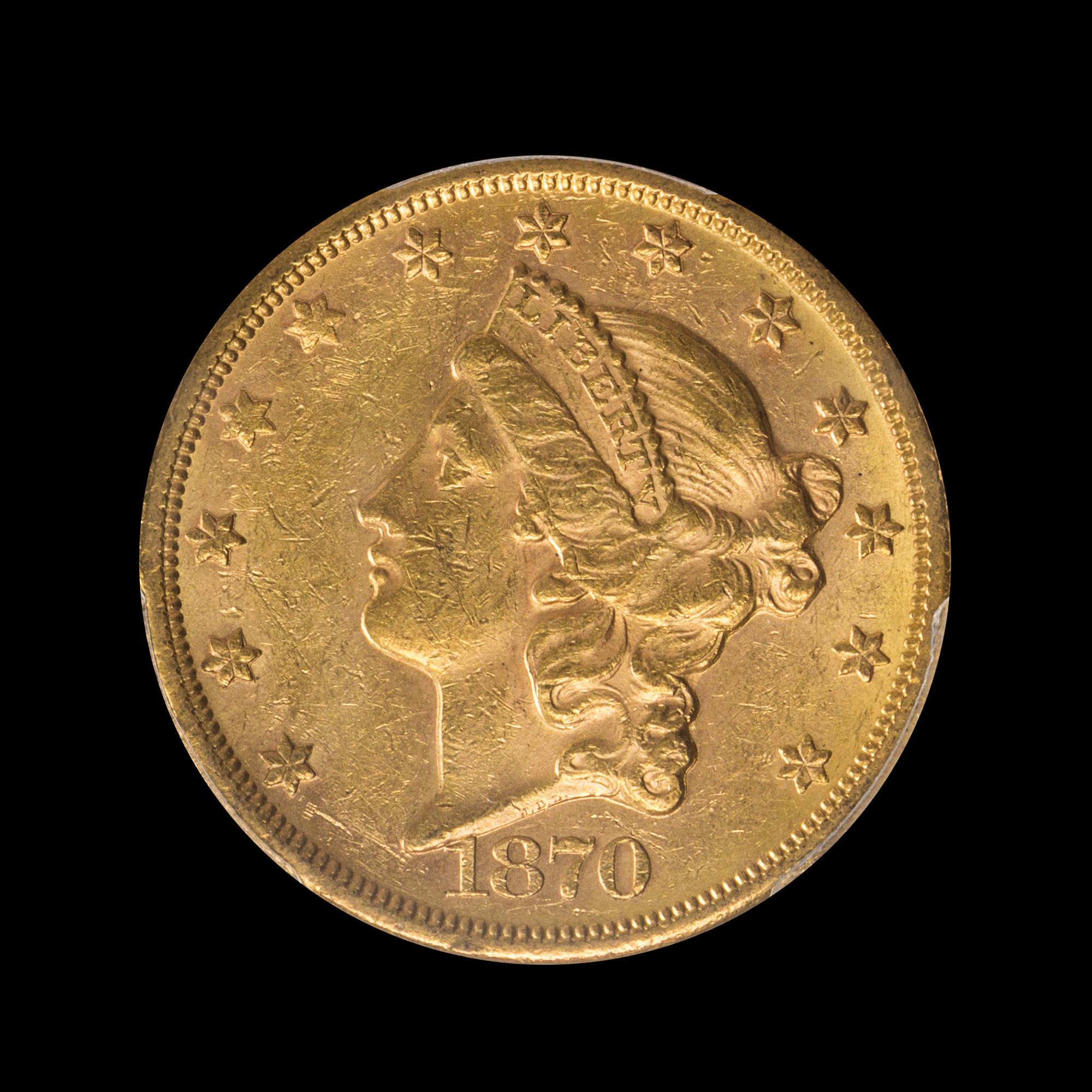A United States 1870-S Liberty Head $20 Gold Coin