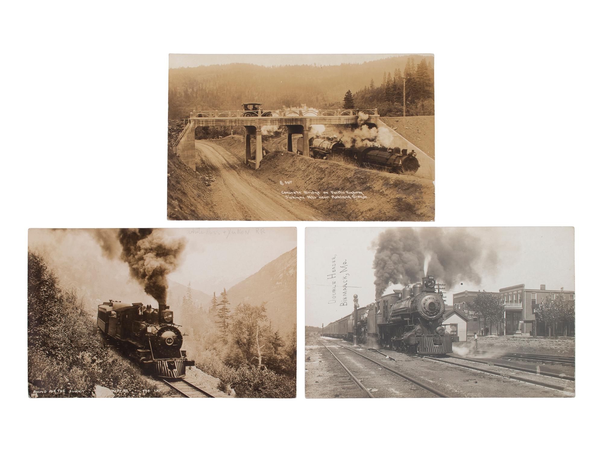 [RAILROADS]. A group of 190 RPPCs & photographs of trains, railroads, and locomotives.