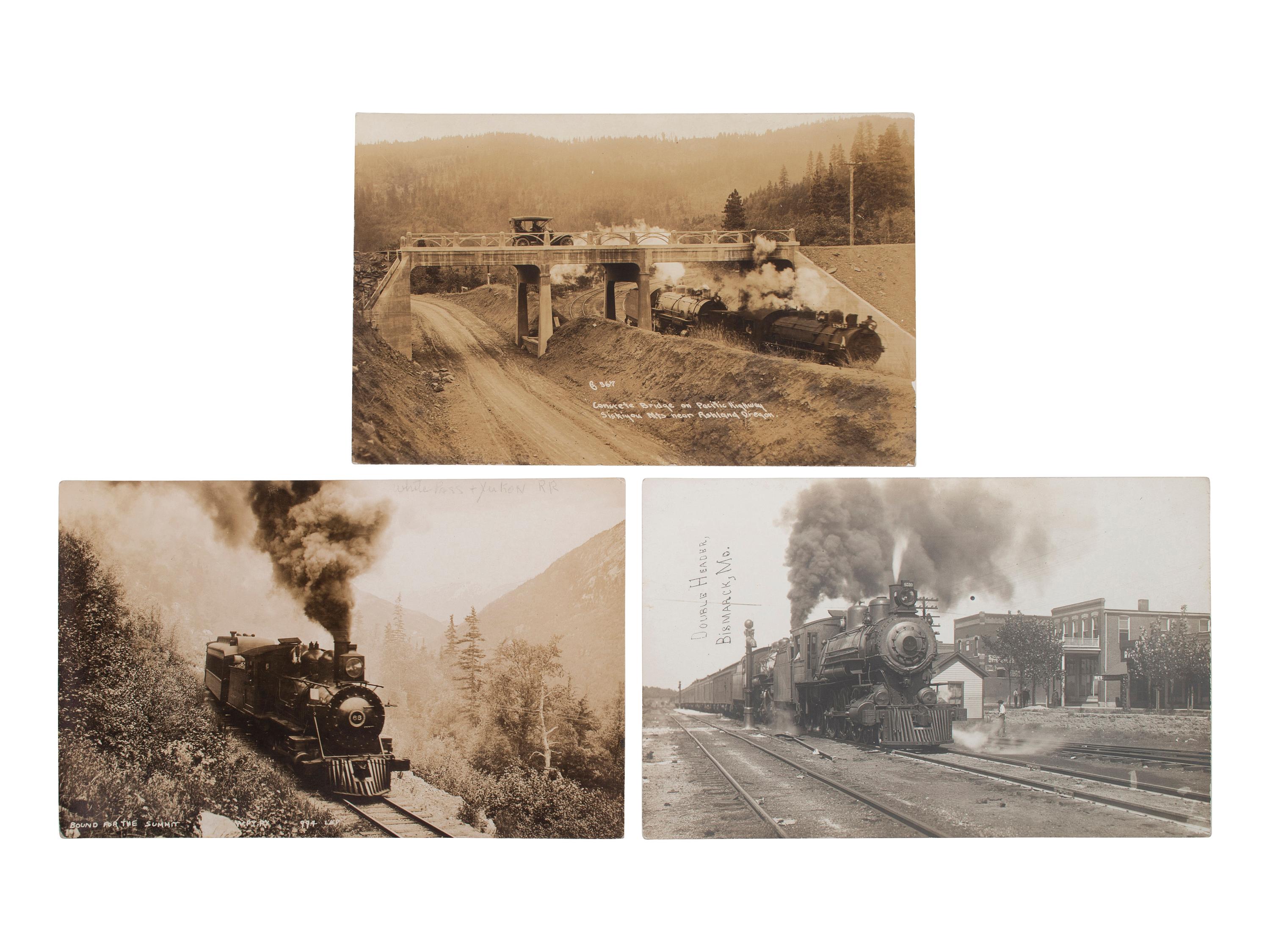 [RAILROADS]. A group of 190 RPPCs & photographs of trains, railroads, and locomotives.
