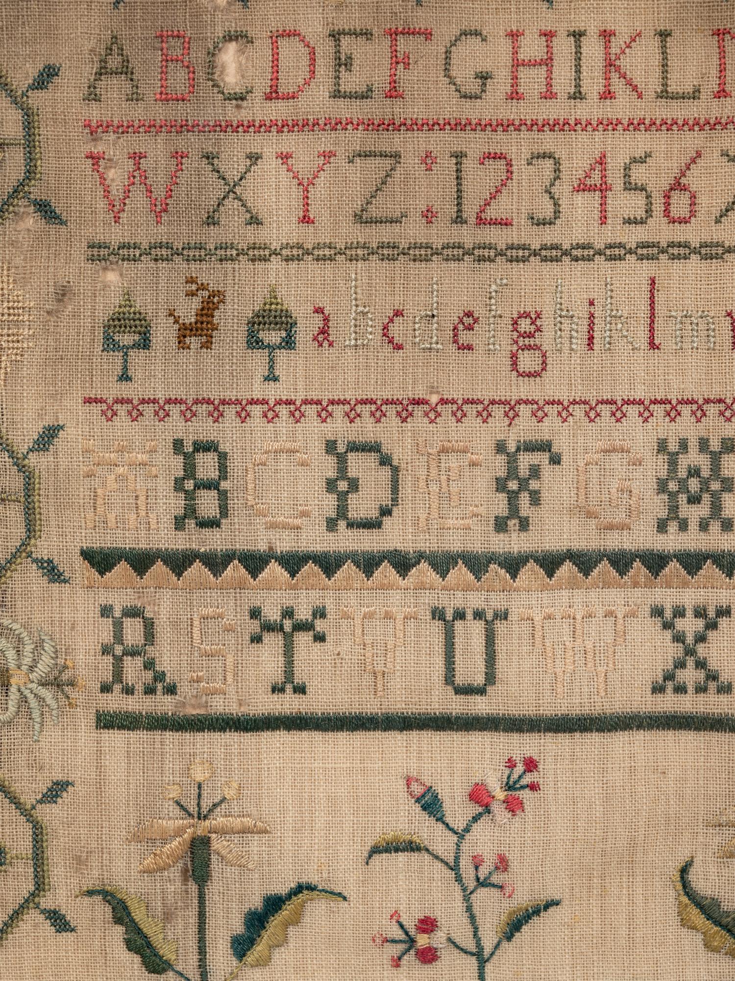 An English Needlework Embroidered Schoolgirl’s Sampler