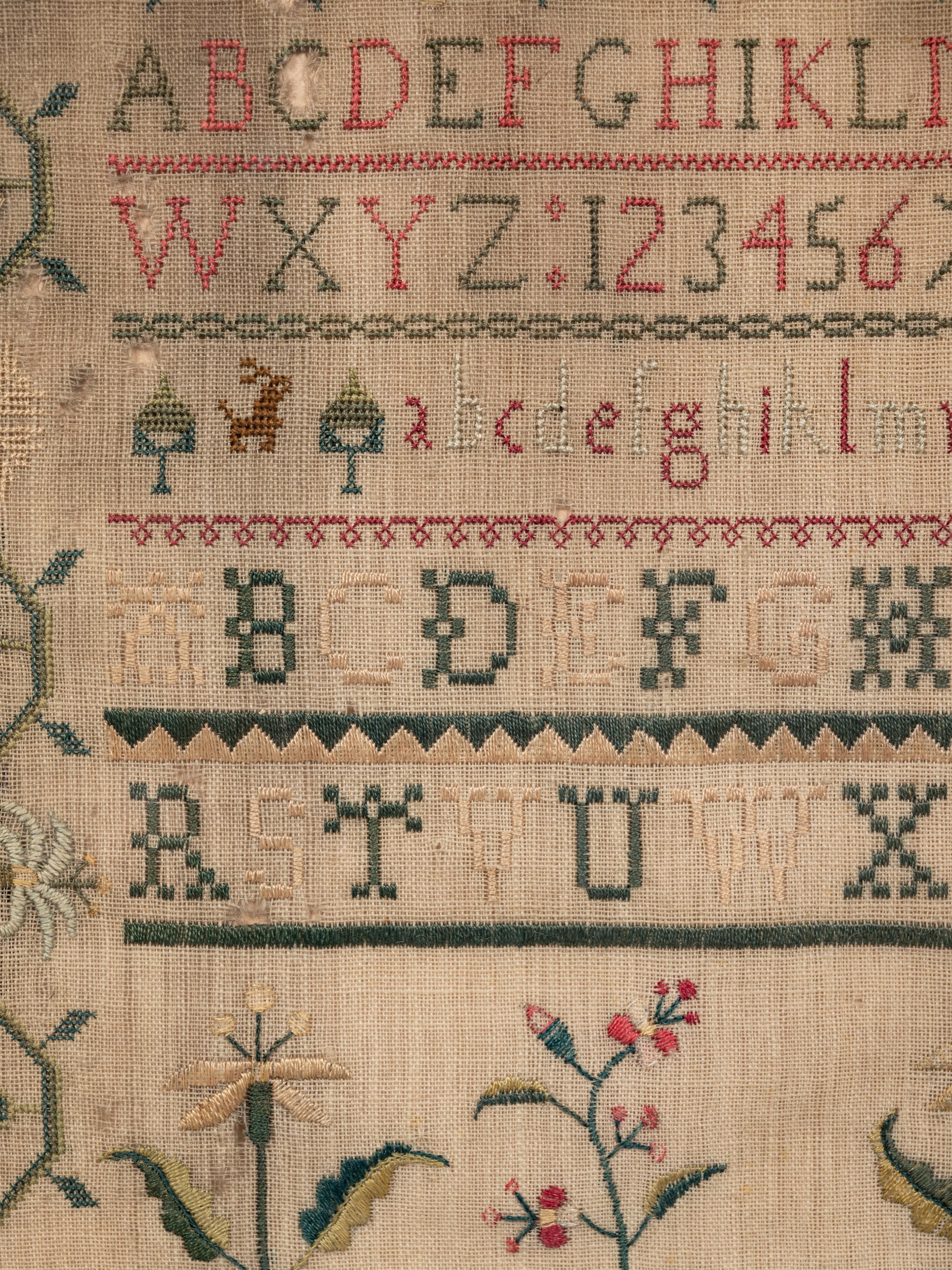 An English Needlework Embroidered Schoolgirl’s Sampler